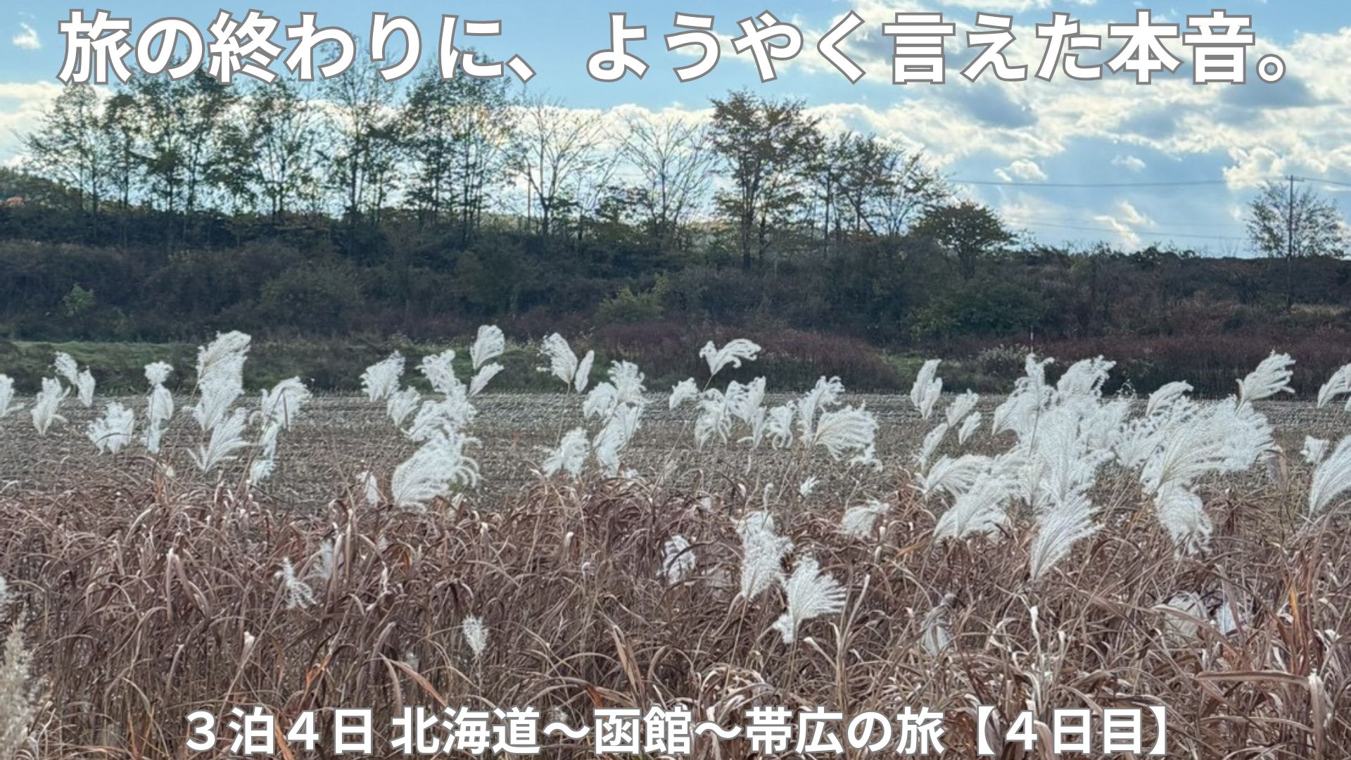北海道の秋空とすすき野原。旅の終わりに本音を伝えた母娘の風景